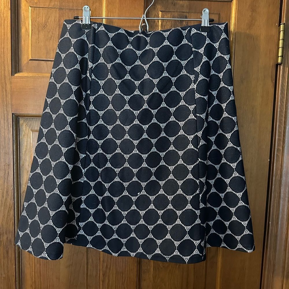 Renee C Navy Blue & White Lined Maybell Lace Skirt Size L